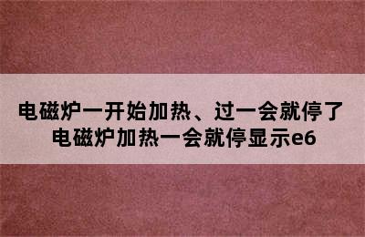 电磁炉一开始加热、过一会就停了 电磁炉加热一会就停显示e6